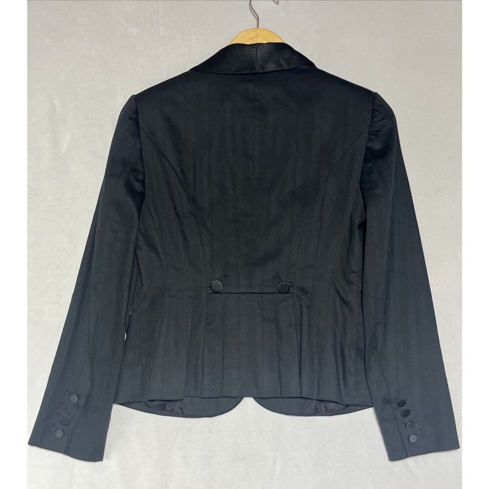 LOFT Tuxedo Blazer Womens 4P Black Scoop Neck Satin Collar One Button Formal - Picture 2 of 11